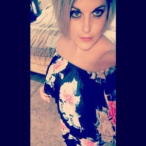 Navy floral ruffled off the shoulder split maxi